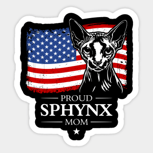 Proud Sphynx Mom American Flag patriotic cat Sticker